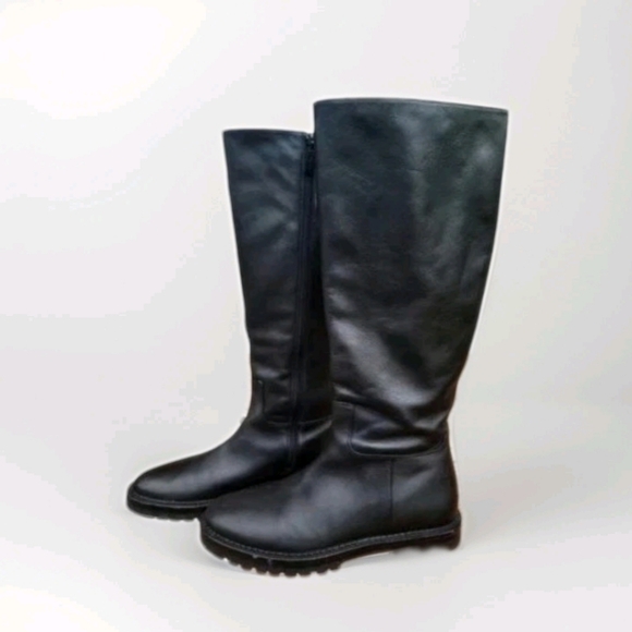 VINCE Collin Water Resistant Black Leather Tall Lug Moto Ride Biker Boot Women 9 - Picture 8 of 12
